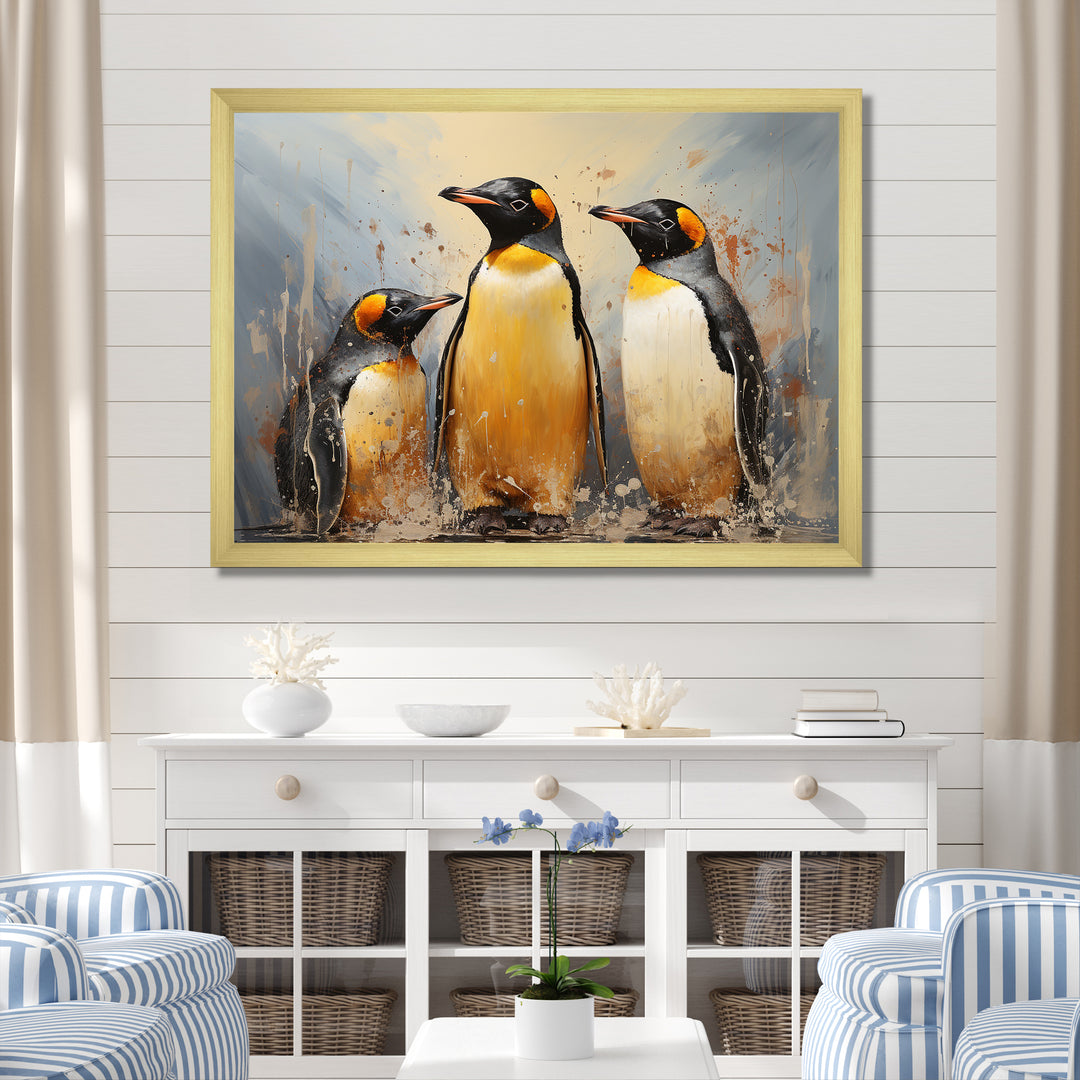 Playful Snow Wonders Penguins - Penguin Canvas Wall Art