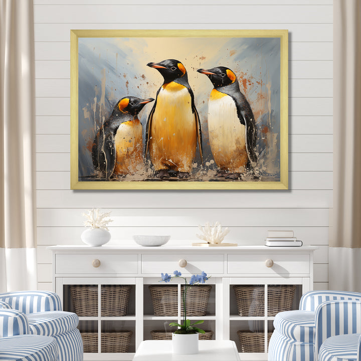 Playful Snow Wonders Penguins - Penguin Canvas Wall Art