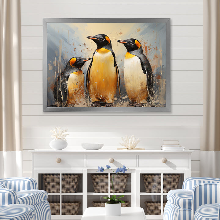Playful Snow Wonders Penguins - Penguin Canvas Wall Art