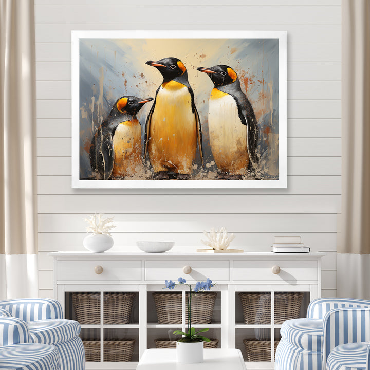 Playful Snow Wonders Penguins - Penguin Canvas Wall Art