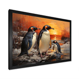 Playful Sunset Snow Wonders Penguins - Penguin Wall Art Prints