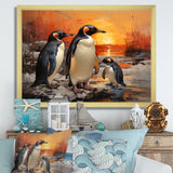Playful Sunset Snow Wonders Penguins - Penguin Wall Art Prints