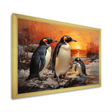 Playful Sunset Snow Wonders Penguins - Penguin Wall Art Prints