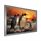 Playful Sunset Snow Wonders Penguins - Penguin Wall Art Prints