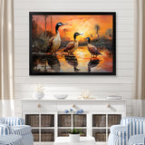 Playful Sunset Duck Wonders - Orange Duck Wall Art