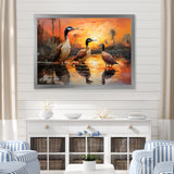Playful Sunset Duck Wonders - Orange Duck Wall Art