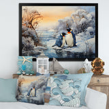 Penguins Winter Symphony - Penguin Framed Canvas Art