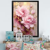 Pink And Gold Peonies In Radiance - Floral Canvas Wall Art