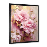 Pink And Gold Peonies In Radiance - Floral Canvas Wall Art