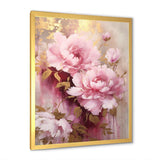 Pink And Gold Peonies In Radiance - Floral Canvas Wall Art