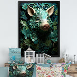 Emerald Flower Hog - Pig Living Room Wall Art