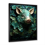 Emerald Flower Hog - Pig Living Room Wall Art