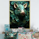 Emerald Flower Hog - Pig Living Room Wall Art