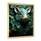 Emerald Flower Hog - Pig Living Room Wall Art