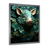 Emerald Flower Hog - Pig Living Room Wall Art