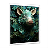 Emerald Flower Hog - Pig Living Room Wall Art