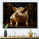 Golden Gilded Swine - Pig Canvas Wall Art