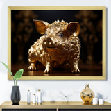 Golden Gilded Swine - Pig Canvas Wall Art