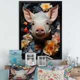 Curious Blooming Piglet - Pig Wall Decor