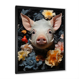 Curious Blooming Piglet - Pig Wall Decor