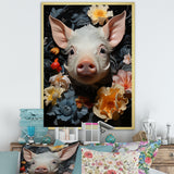 Curious Blooming Piglet - Pig Wall Decor