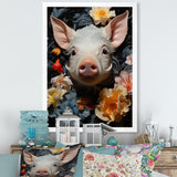 Curious Blooming Piglet - Pig Wall Decor