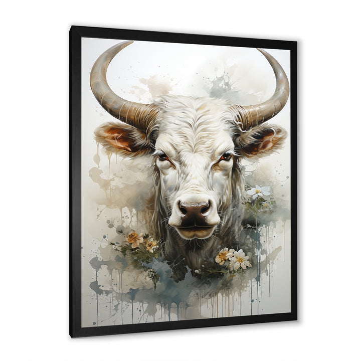 Forever Grazing Flower Cow Portrait - Cow Wall Art Prints