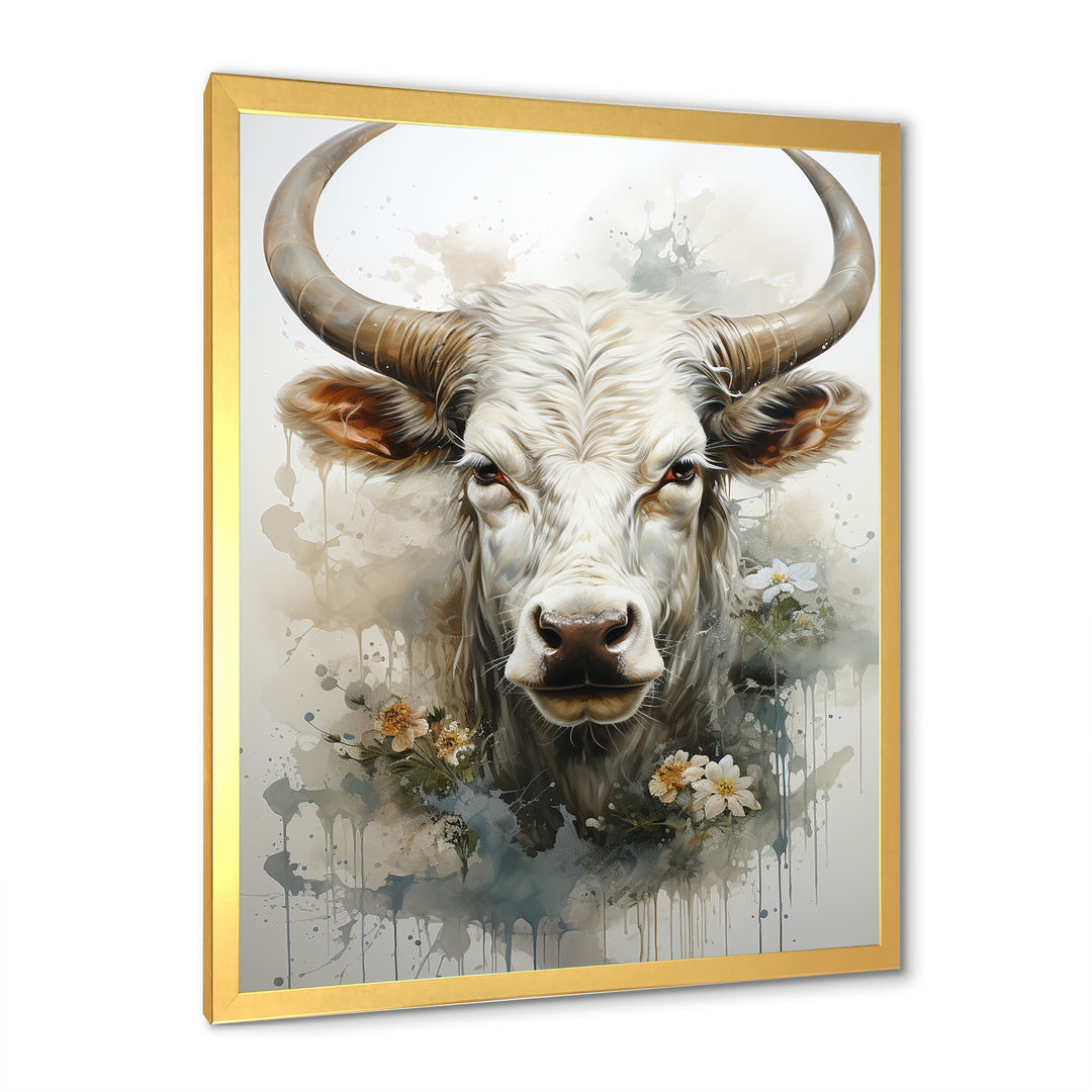 Forever Grazing Flower Cow Portrait - Cow Wall Art Prints