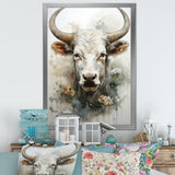 Forever Grazing Flower Cow Portrait - Cow Wall Art Prints
