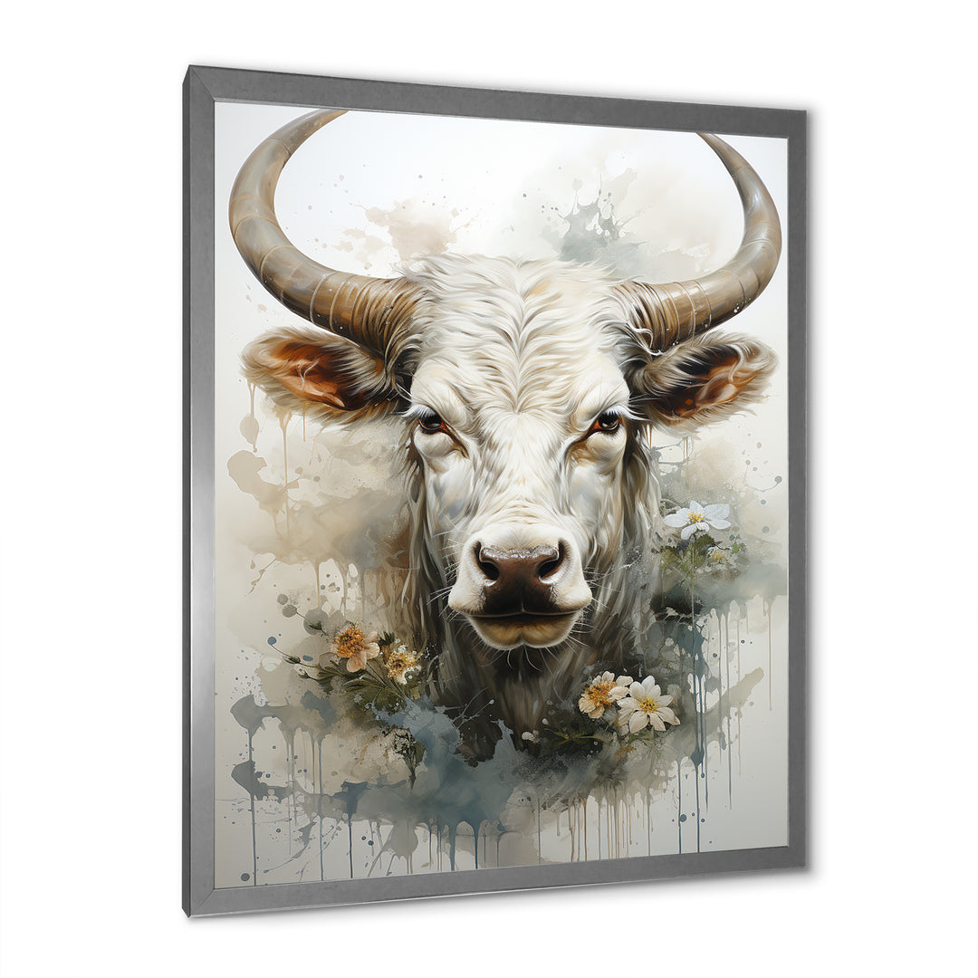 Forever Grazing Flower Cow Portrait - Cow Wall Art Prints