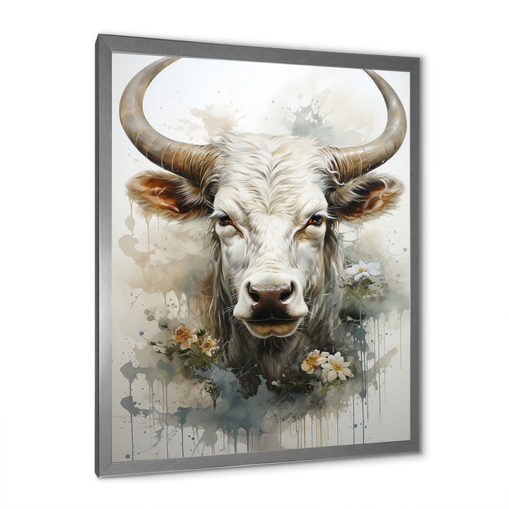 Forever Grazing Flower Cow Portrait - Cow Wall Art Prints