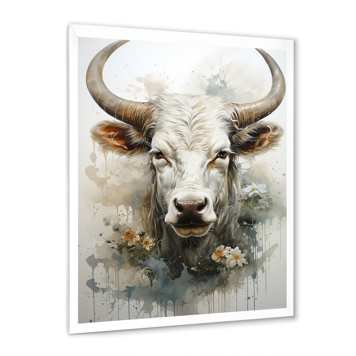Forever Grazing Flower Cow Portrait - Cow Wall Art Prints