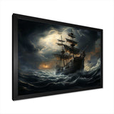 Pirate Ship At Stormy Seas - People Canvas Wall Art