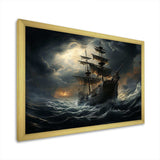 Pirate Ship At Stormy Seas - People Canvas Wall Art