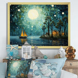 Moonlight Whimsical Pirate Ship Tales Of The Tides - People Canvas Wall Art