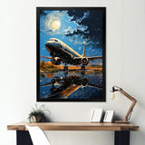 Futuristic Aircraft S Last Checks At Moonlight - Plane Canvas Wall Art