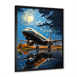 Futuristic Aircraft S Last Checks At Moonlight - Plane Canvas Wall Art