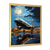 Futuristic Aircraft S Last Checks At Moonlight - Plane Canvas Wall Art