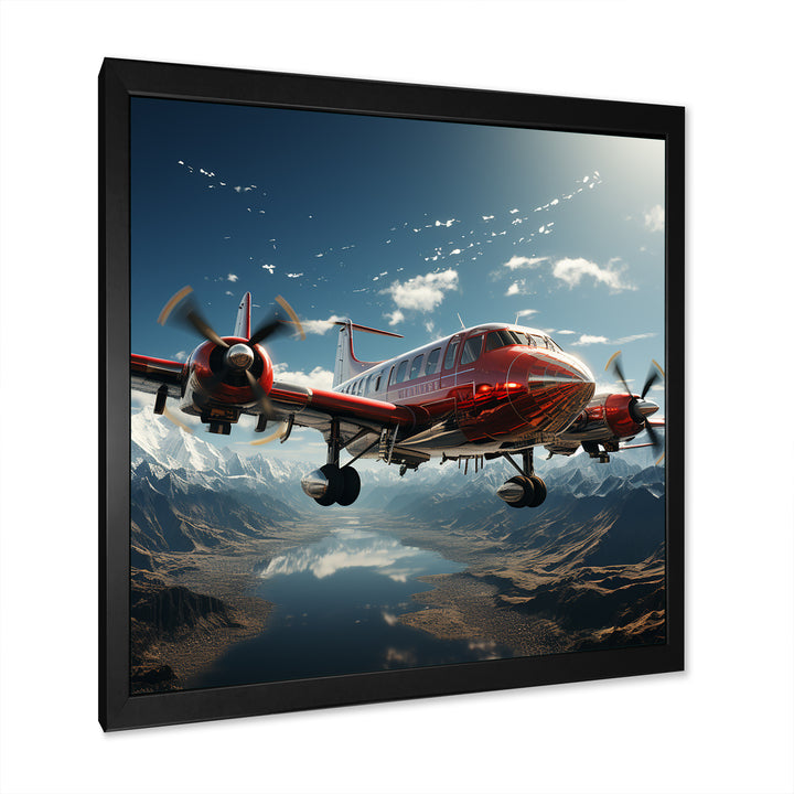 In Flight Jet Plane Horizons - Plane Canvas Wall Art