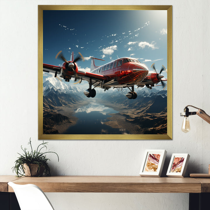 In Flight Jet Plane Horizons - Plane Canvas Wall Art
