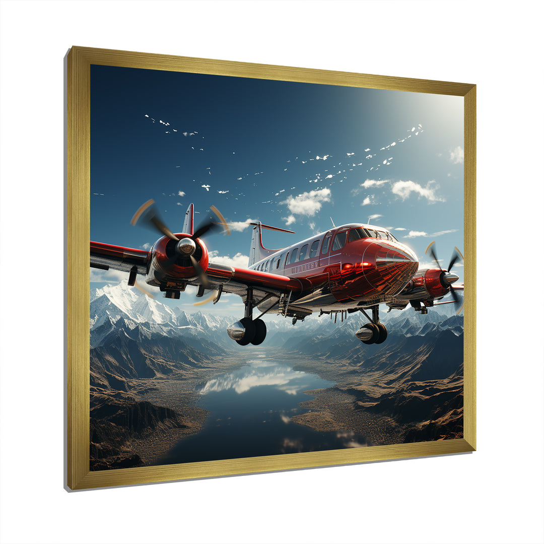 In Flight Jet Plane Horizons - Plane Canvas Wall Art