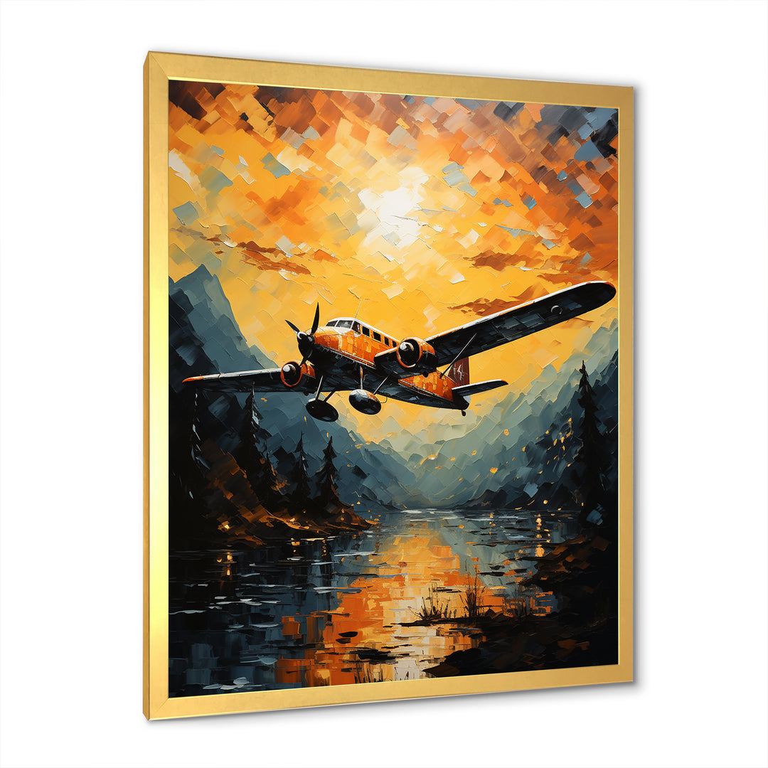 In Flight Plane Horizons - Plane Canvas Wall Art