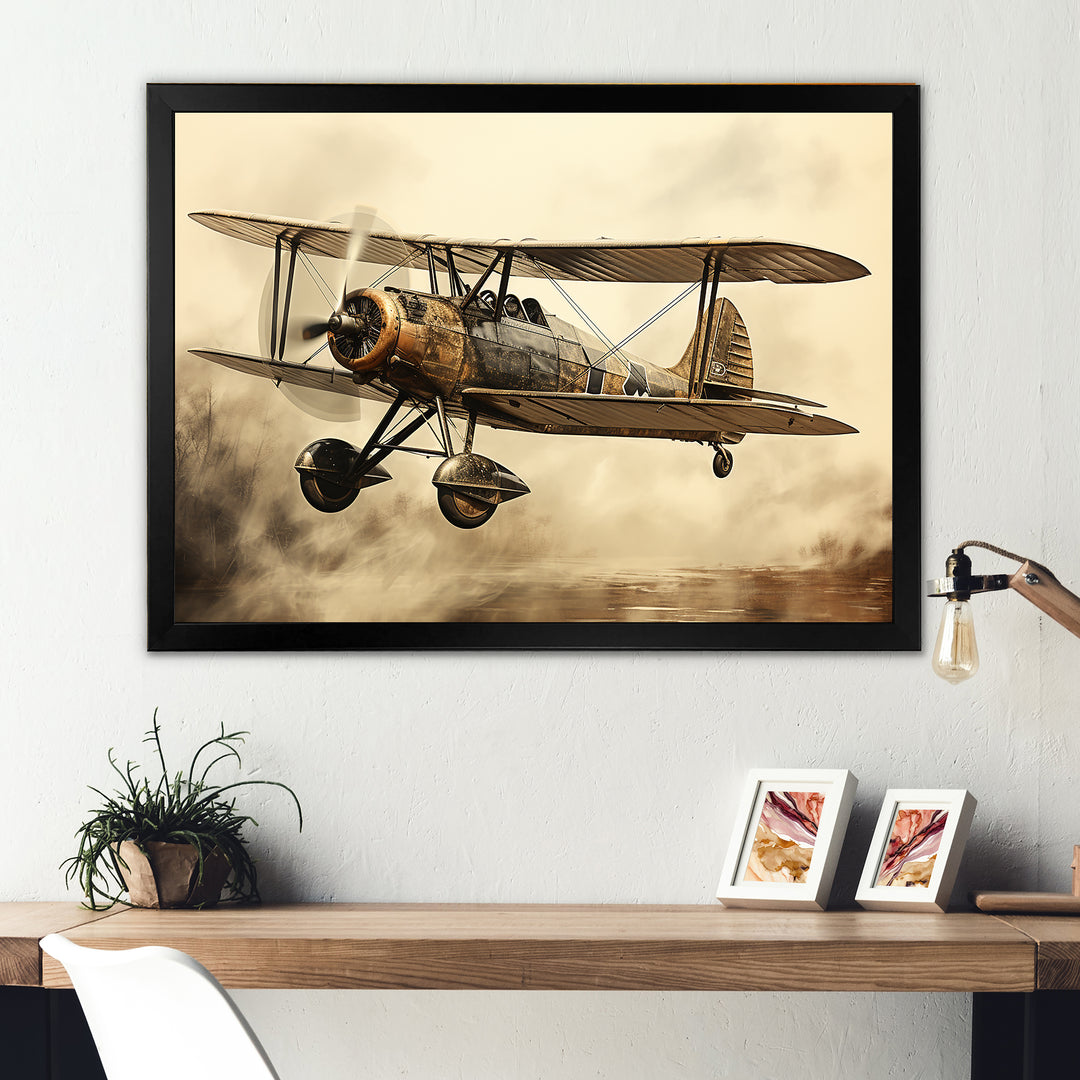 Historic Plane Glory Mid Flight - Plane Canvas Wall Art