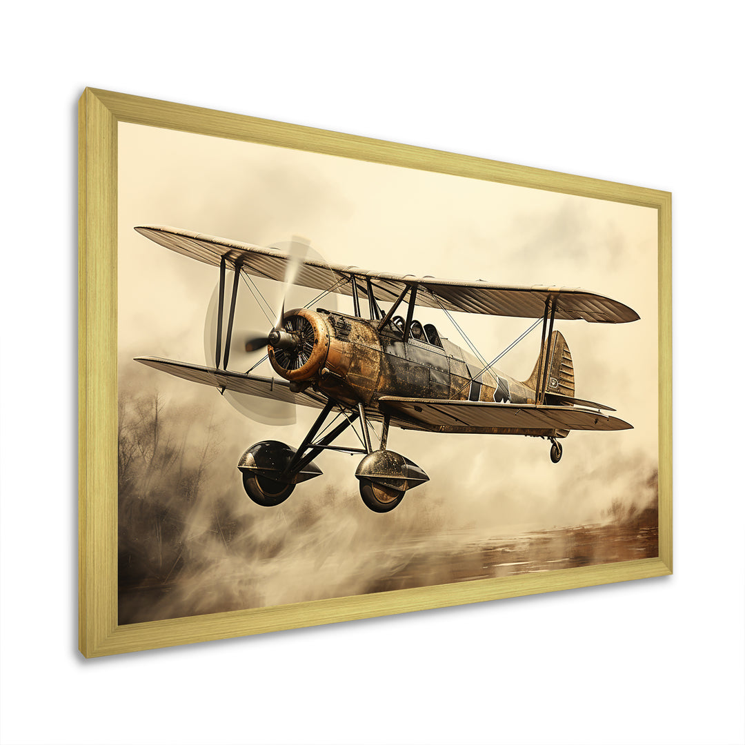 Historic Plane Glory Mid Flight - Plane Canvas Wall Art