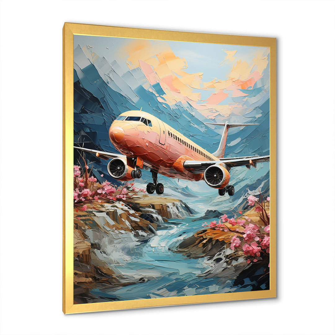 Impressionist Aerial Plane Mid Flight - Plane Canvas Wall Art