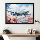 Floral Art Of Aviation - Plane Canvas Wall Art