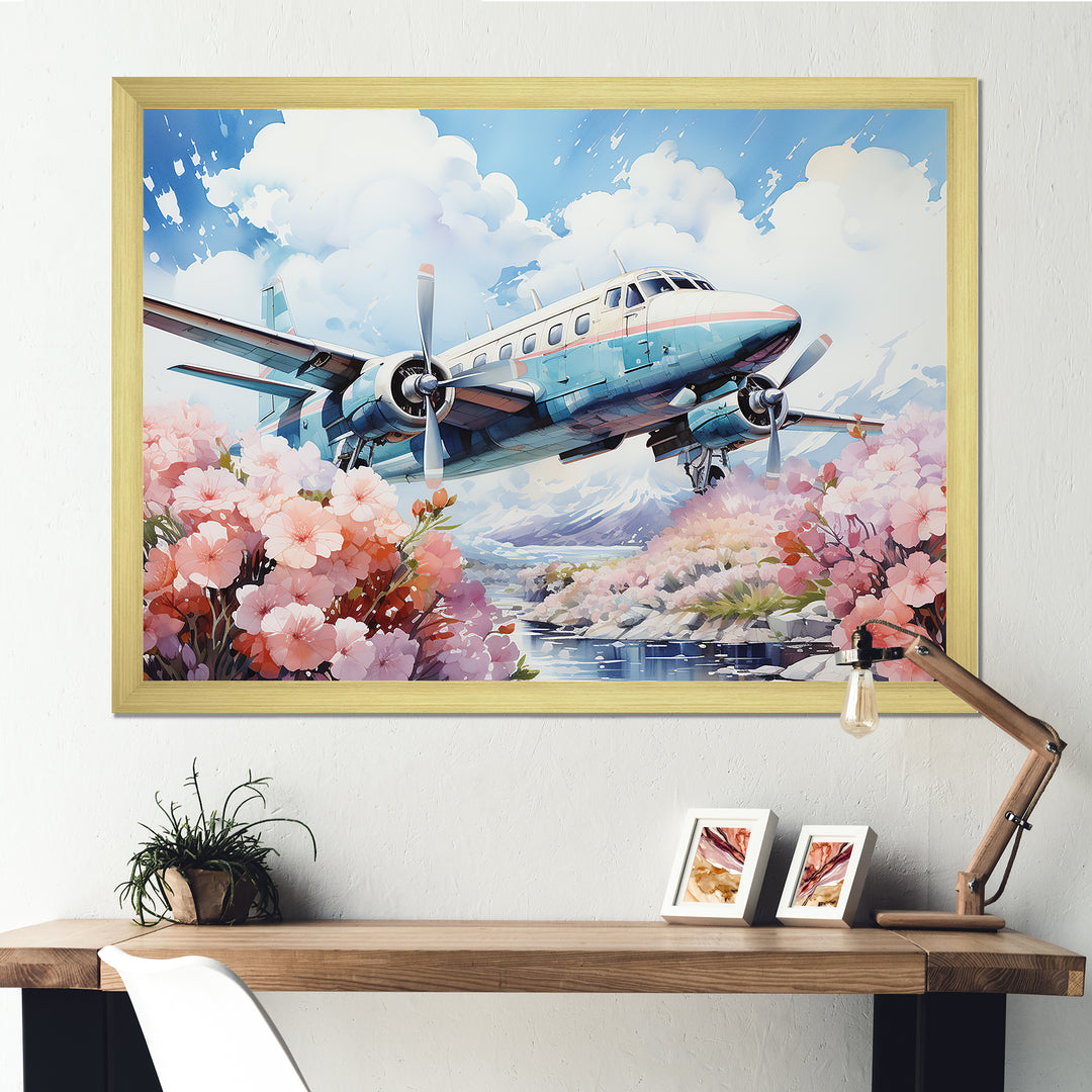 Floral Art Of Aviation - Plane Canvas Wall Art