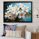 Meticulously Rendered White Plumeria Blossoms P Dba522B1 - Floral Canvas Wall Art