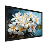 Meticulously Rendered White Plumeria Blossoms P Dba522B1 - Floral Canvas Wall Art