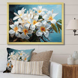 Meticulously Rendered White Plumeria Blossoms P Dba522B1 - Floral Canvas Wall Art